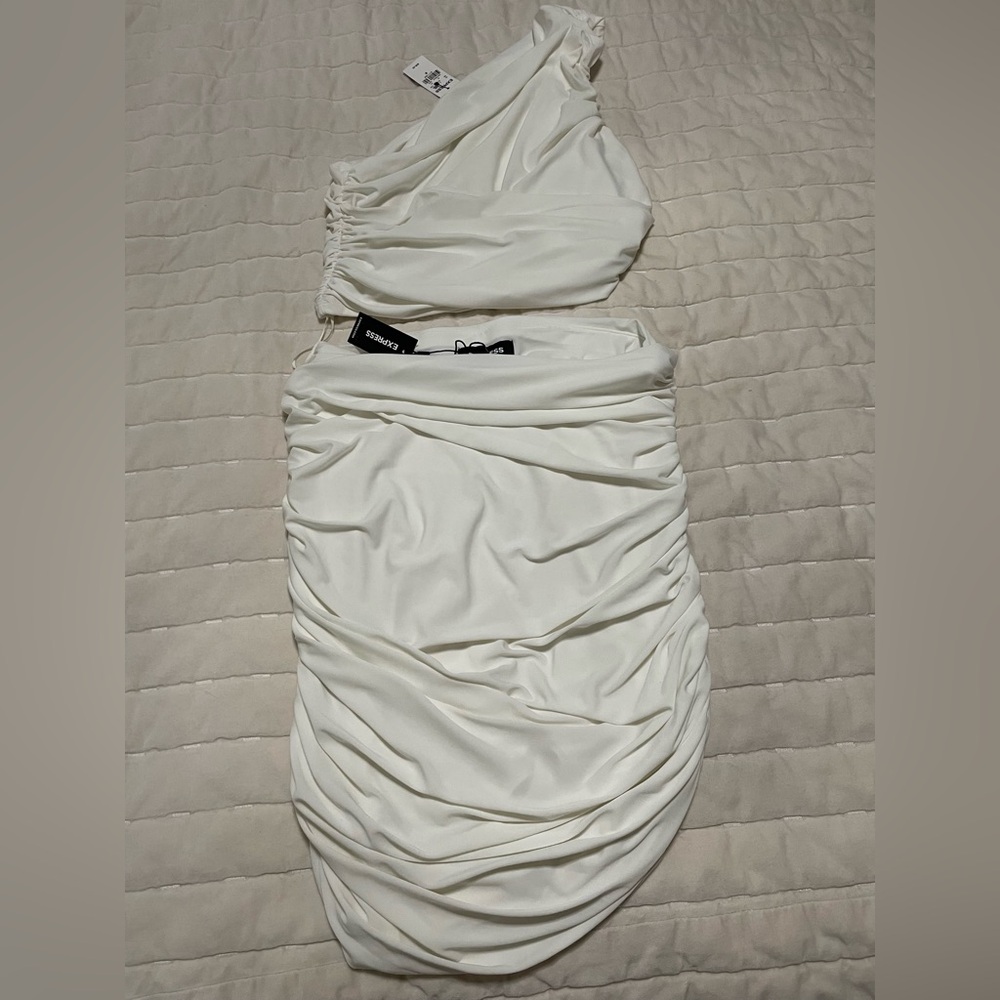 NWT Express Women matte jersey ruched Skirt & Ruched One Shoulder Top Sz M - Picture 5 of 8